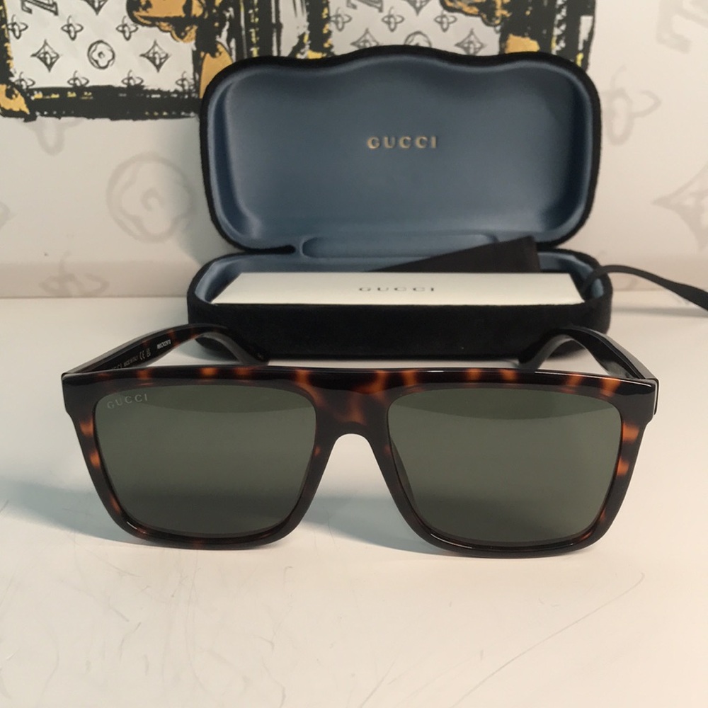 ✨ Brand New Gucci GG0748S 003 Sunglasses – Havana with Green Lenses ✨ - Picture 5 of 13